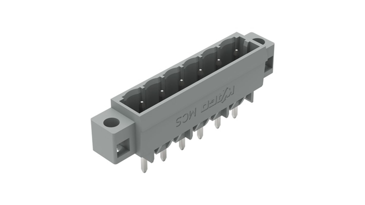WAGO 231 Series Straight PCB Mount PCB Header, 6 Contact(s), 5mm Pitch, 1 Row(s), Shrouded