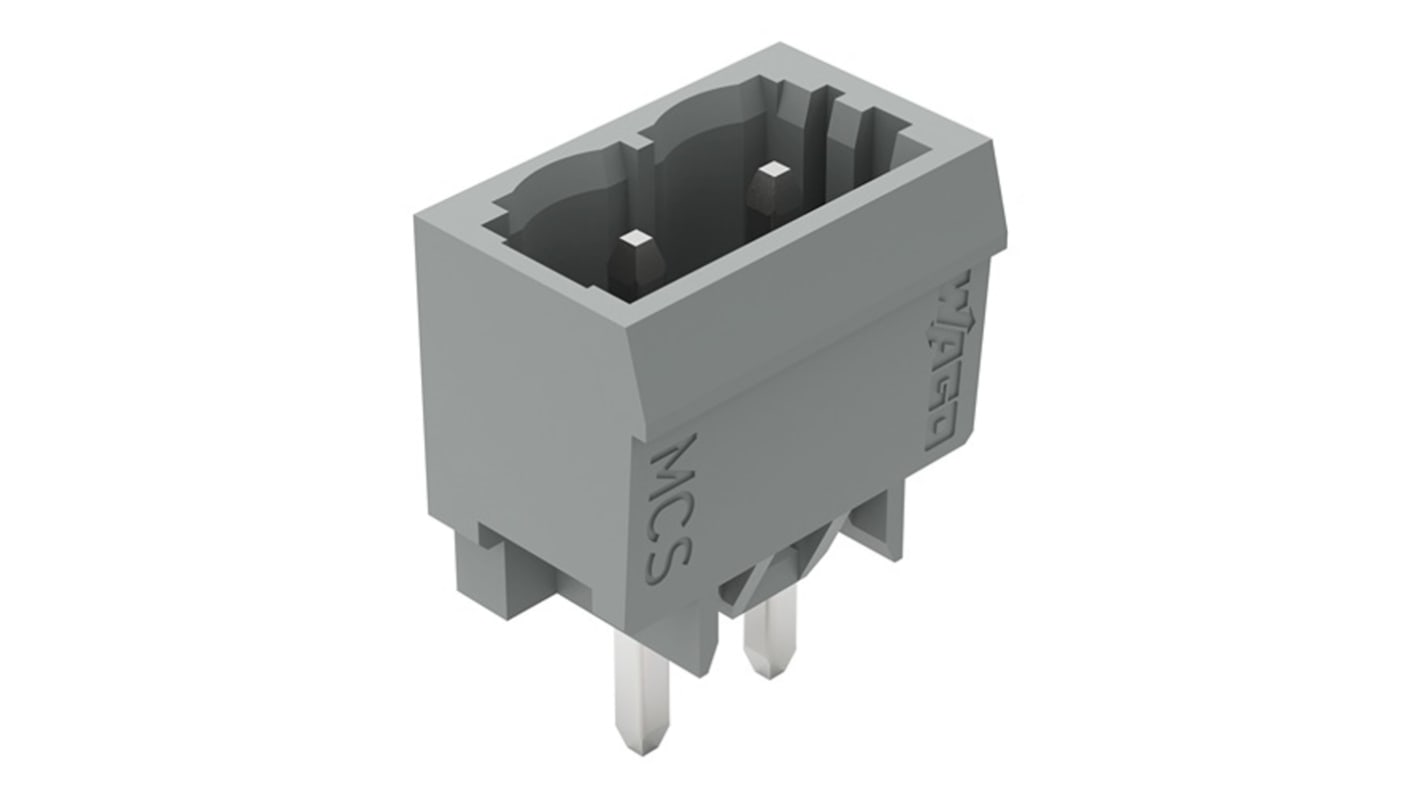 WAGO 231 Series Straight PCB Mount PCB Header, 2 Contact(s), 5mm Pitch, 1 Row(s), Shrouded