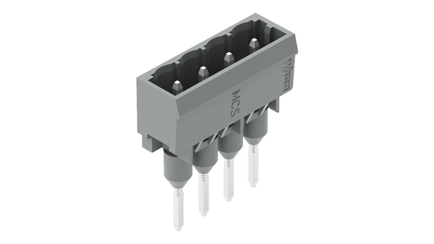 WAGO 231 Series Straight DIN Rail Mount PCB Connector, 4 Contact(s), 5mm Pitch, 1 Row(s), Shrouded