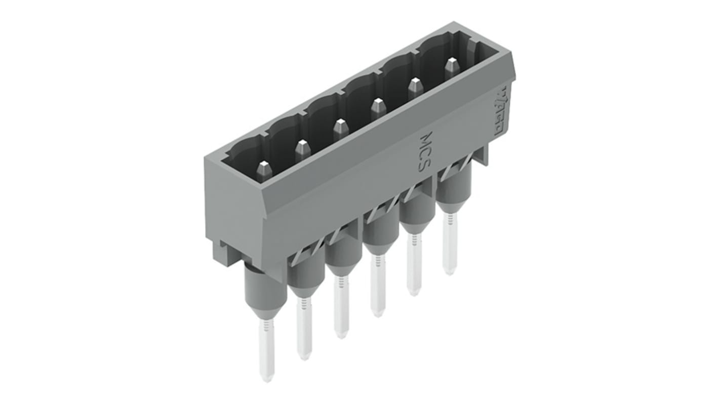 WAGO 231 Series Straight Rail Mount Header, 6 Contact(s), 1.2mm Pitch, 1 Row(s), Unshrouded