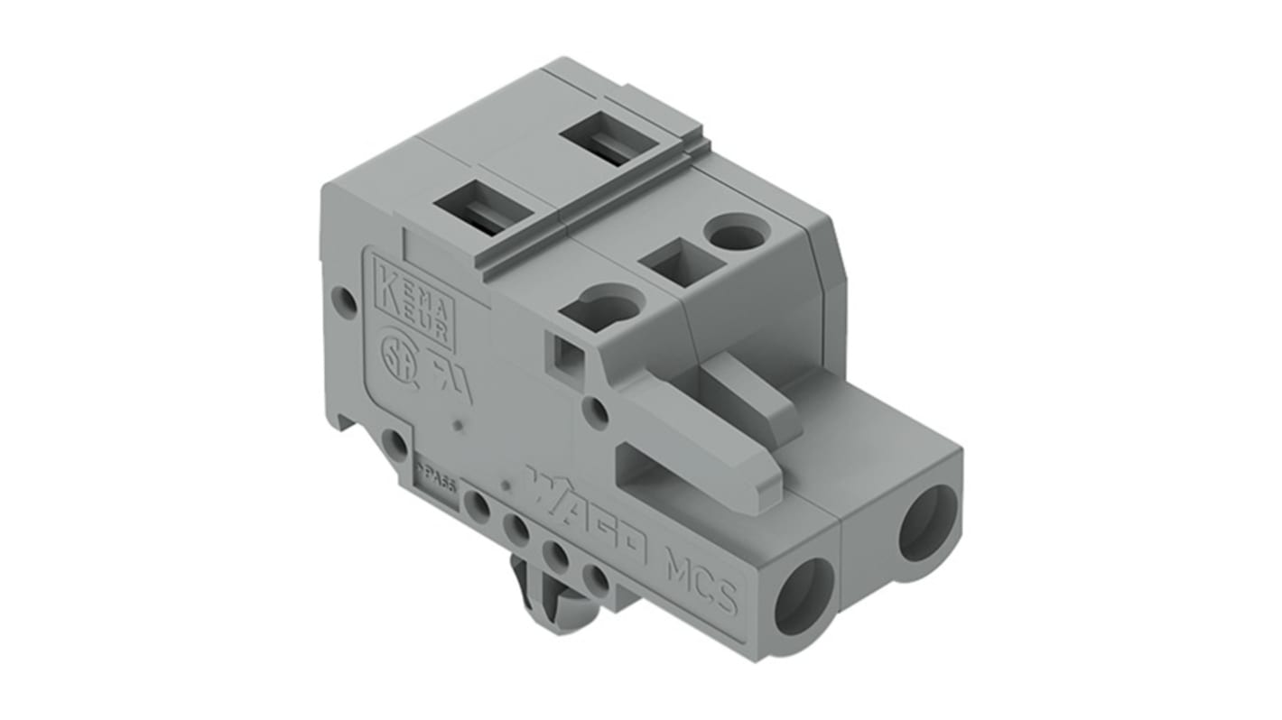 WAGO 231 Series Connector, 2-Pole, Female, 2-Way, Snap-In, 15A