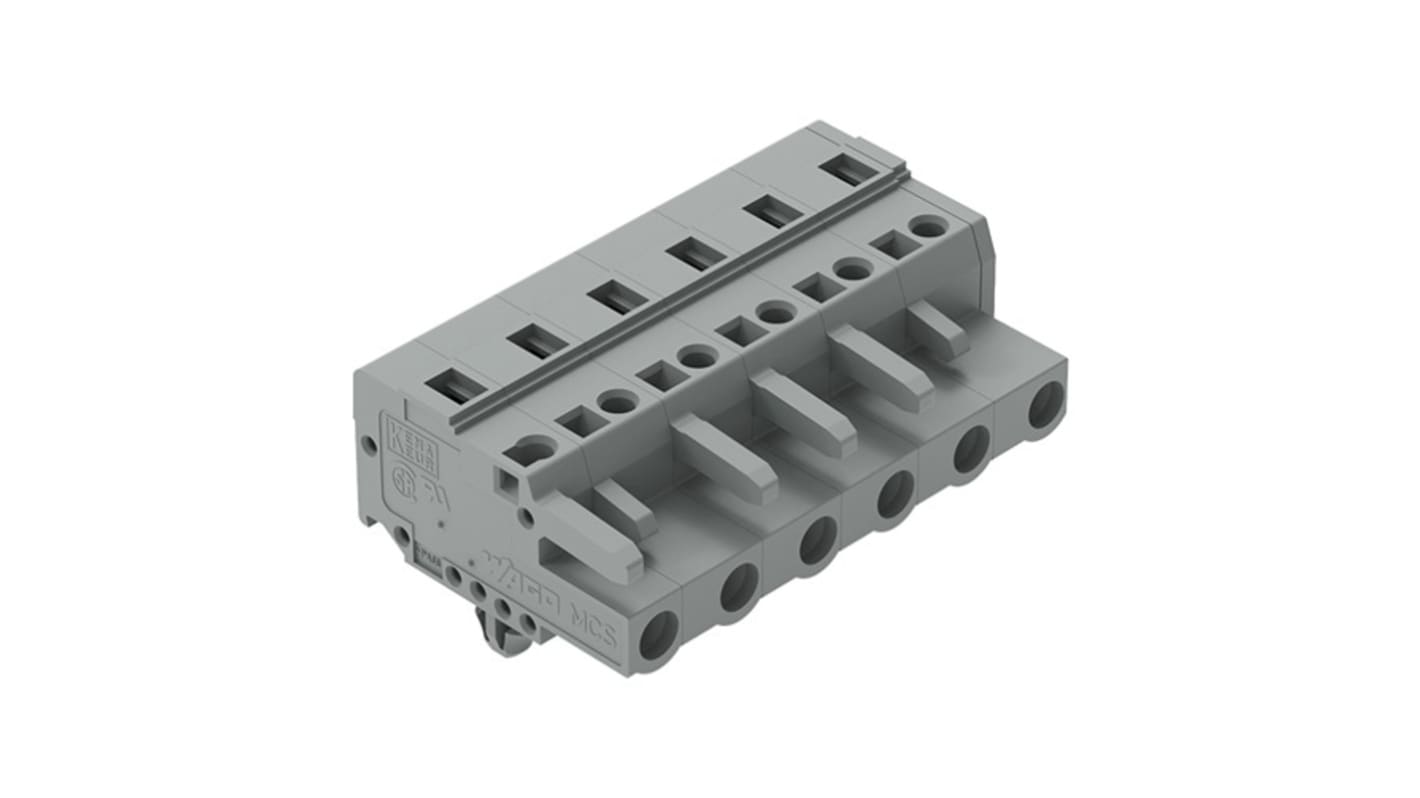 WAGO 231 Series Connector, 6-Pole, Female, 6-Way, Snap-In, 15A