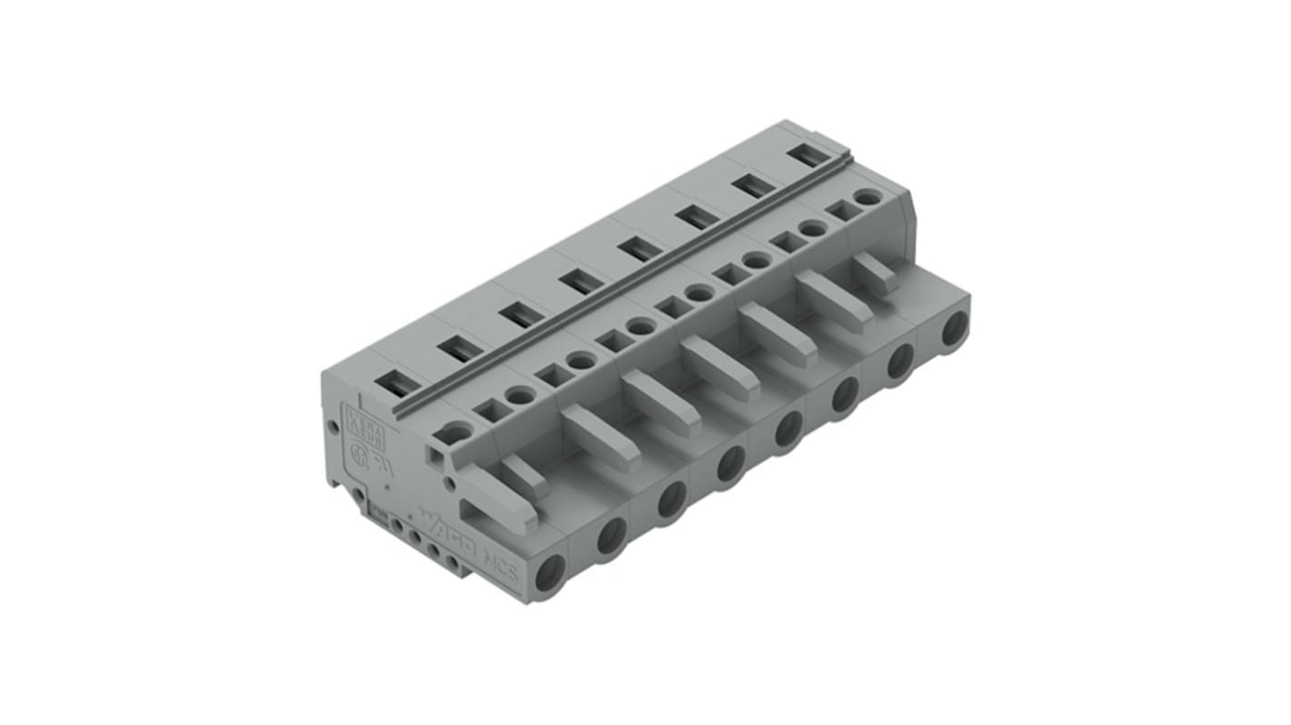 WAGO 231 Series Pluggable Connector, 8-Pole, Female, 8-Way, Snap-In, 16A