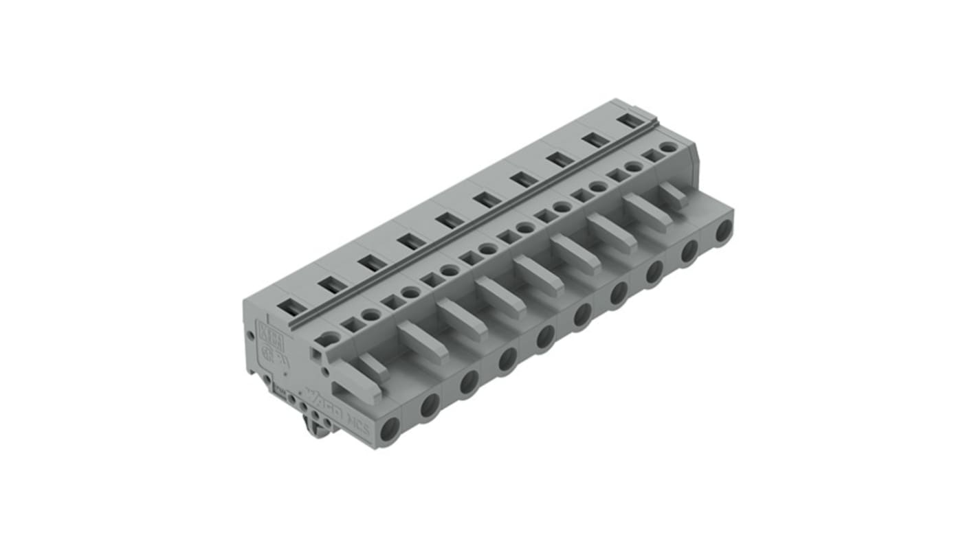 WAGO 231 Series Pluggable Connector, 10-Pole, Female, 10-Way, Snap-In, 16A
