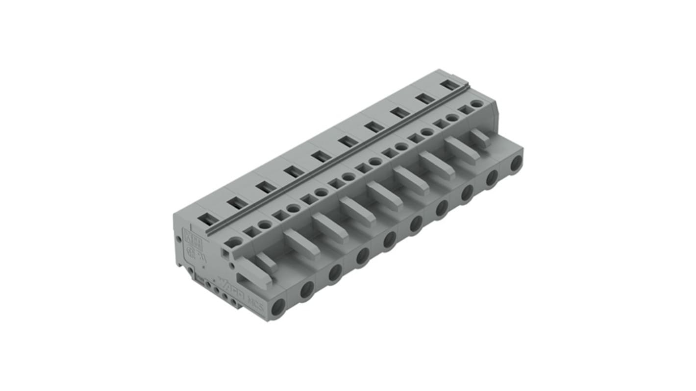 WAGO 231 Series Connector, 10-Pole, Female, 10-Way, Cable Mount, 15A