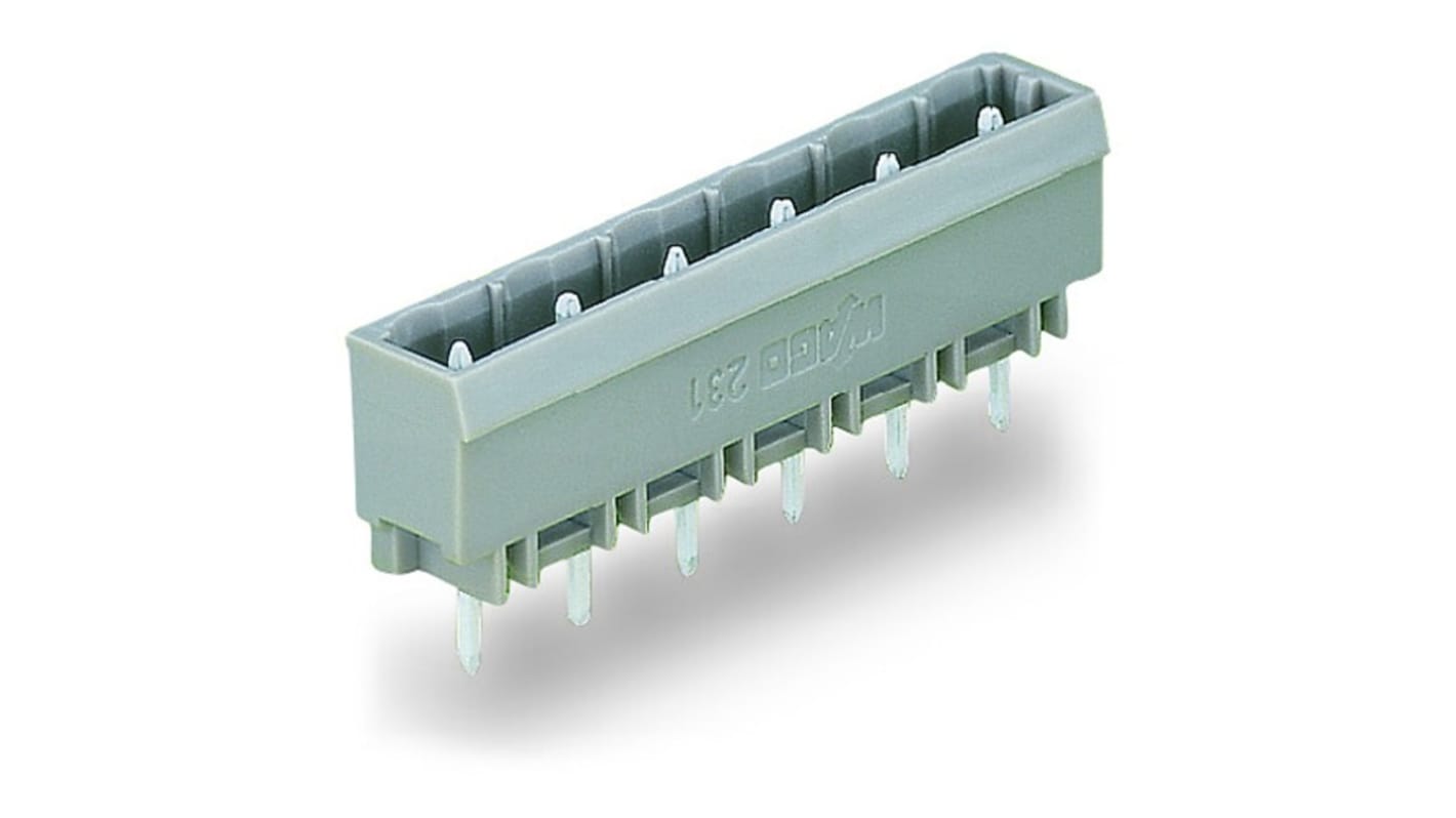 WAGO 2p单排排针 直向, 7.5mm间距, PCB安装, 231系列
