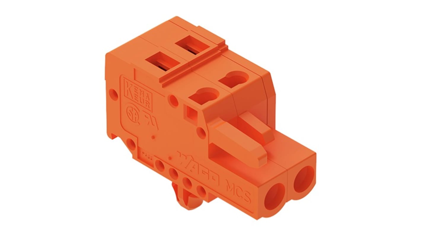 WAGO 231 Series Pluggable Connector, 2-Pole, Female, 2-Way, Snap-In, 16A