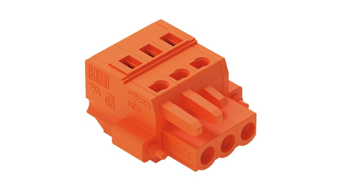 WAGO 231 Series Connector, 3-Pole, Female, 3-Way, Push-In, 16A