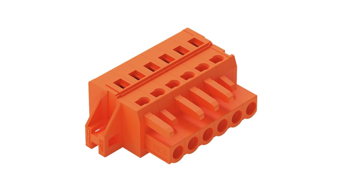 WAGO 231 Series Pluggable Connector, 6-Pole, Female, 6-Way, Snap-In, 16A