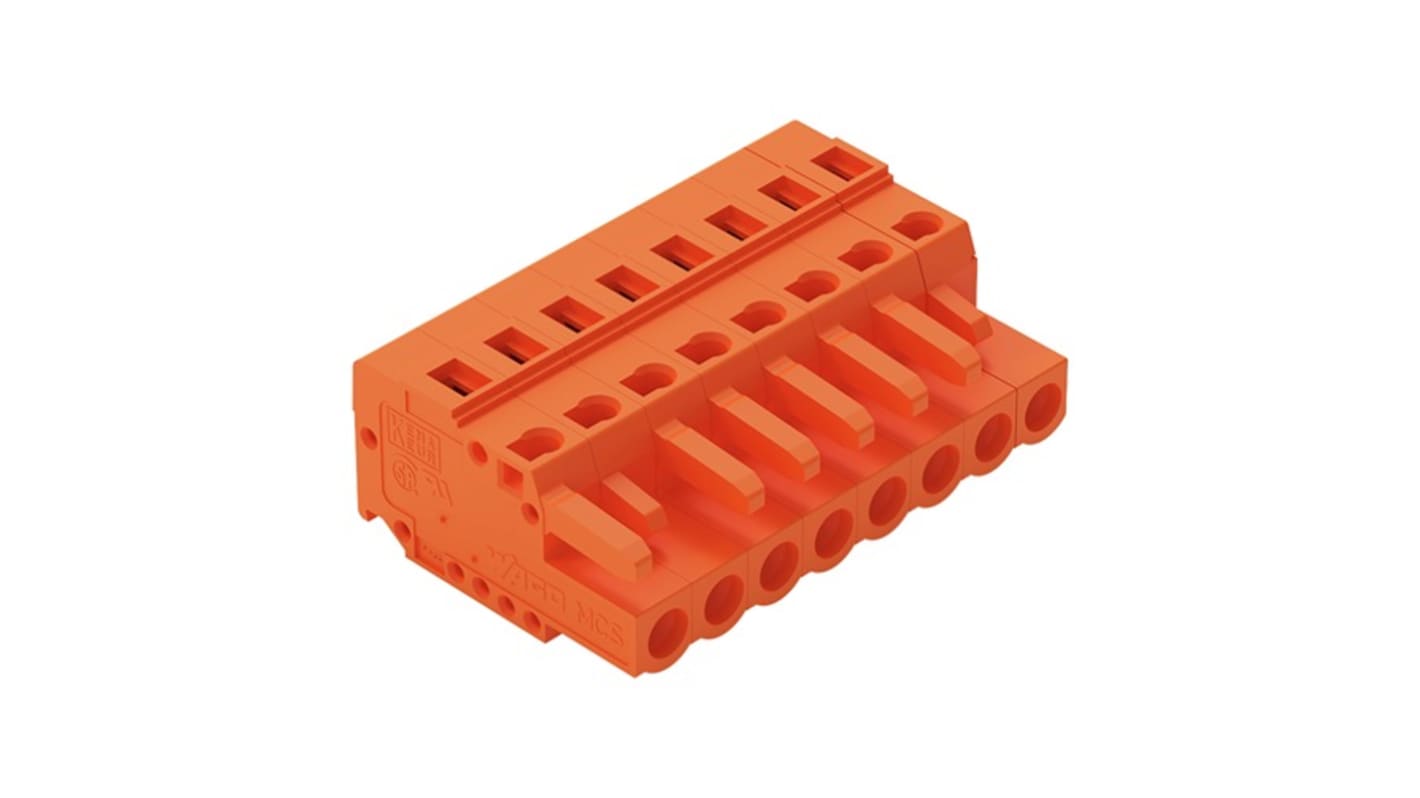 WAGO 231 Series Connector, 8-Pole, Female, 8-Way, Snap-In, 16A