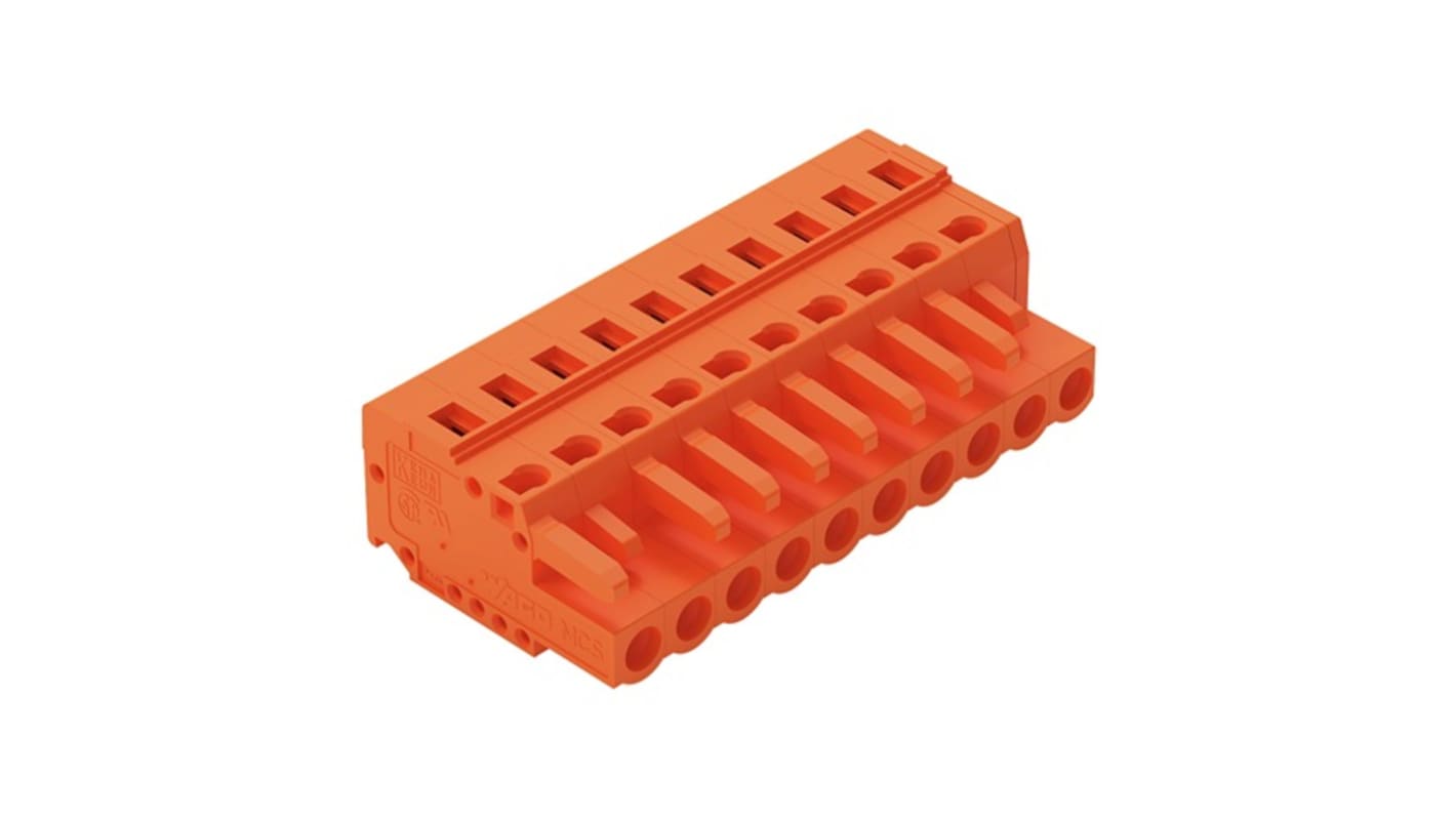 WAGO 231 Series Connector, 10-Pole, Female, 10-Way, Snap-In, 16A