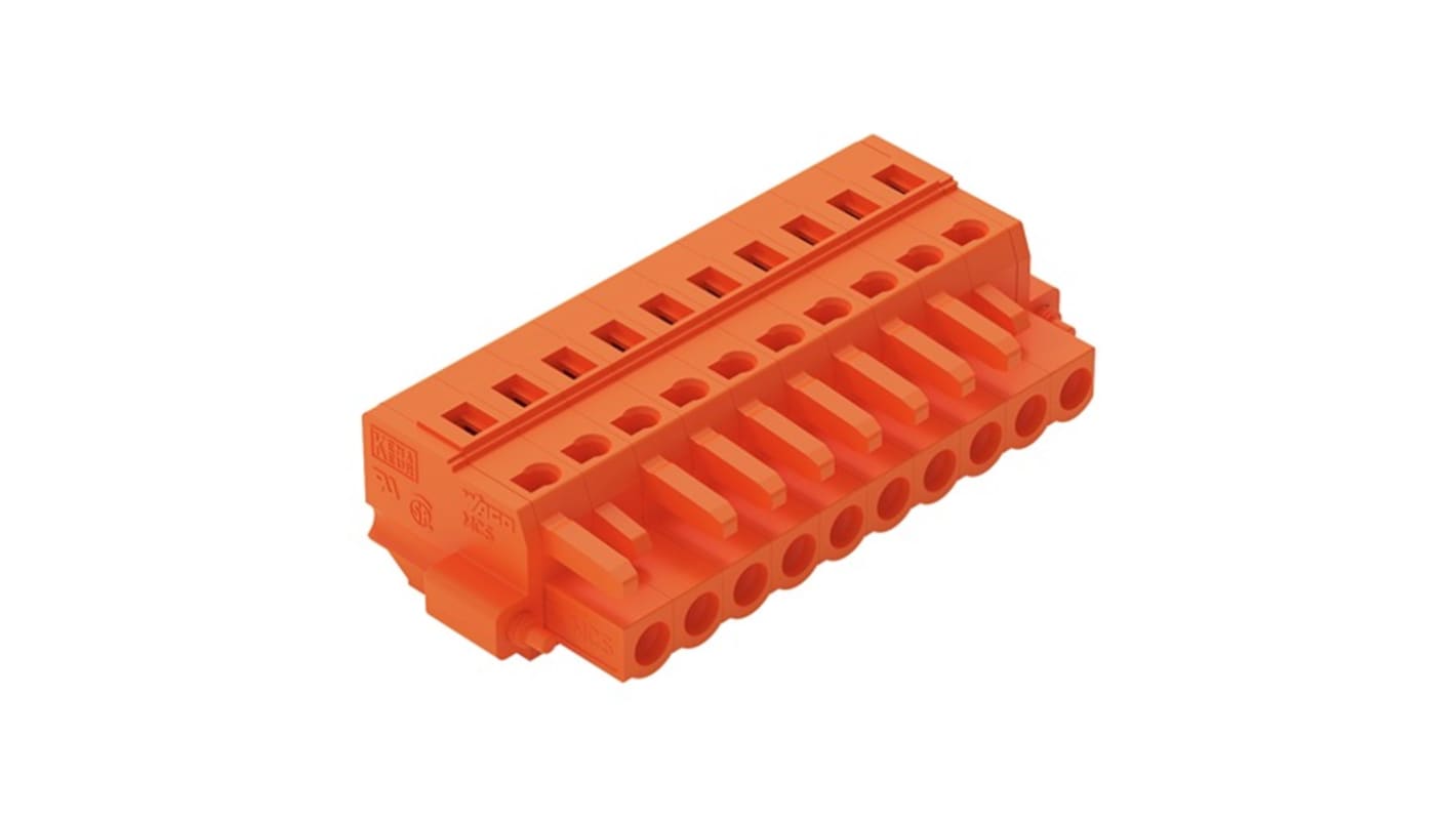 WAGO 231 Series Connector, 10-Pole, Female, 10-Way, Push-In, 16A
