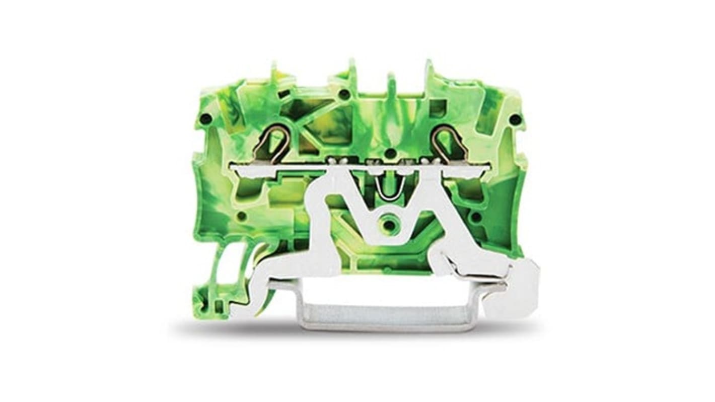 Morsettiera per guida DIN WAGO, Verde, Giallo, livello Singolo