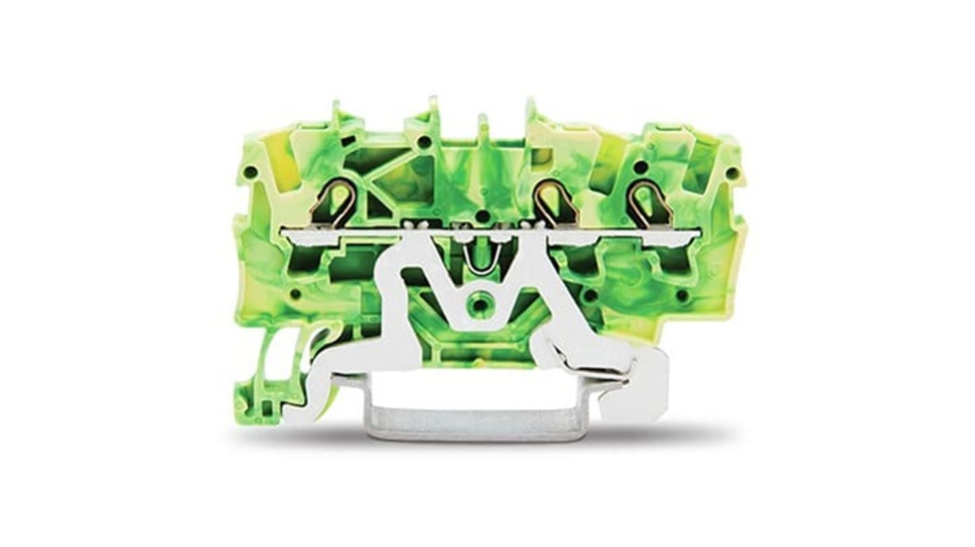 WAGO 2001-1307 TOPJOB S Series Green, Yellow, 1.5mm², 1-Level, Push-In Cage Clamp Termination, ATEX, EAC Ex, IECEx