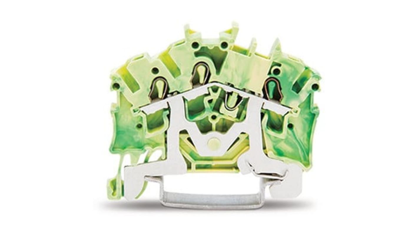 WAGO 2002-6307 TOPJOB S Series Green, Yellow, 2.5mm², 1-Level, Push-In Cage Clamp Termination, ATEX, EAC Ex, IECEx