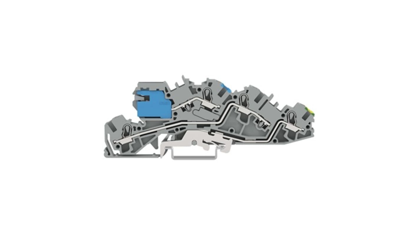 WAGO 2005-7641 TOPJOB S Series Grey, 4mm², 3-Level, Push-In Cage Clamp Termination
