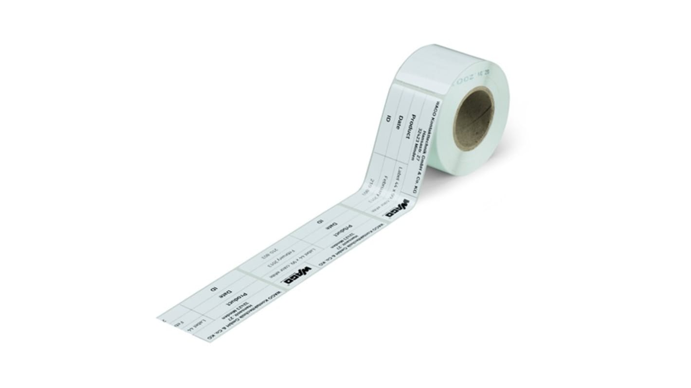 WAGO 210 White Black Print Label, 99mm Width, 44mm Height, 500Per Roll Qty