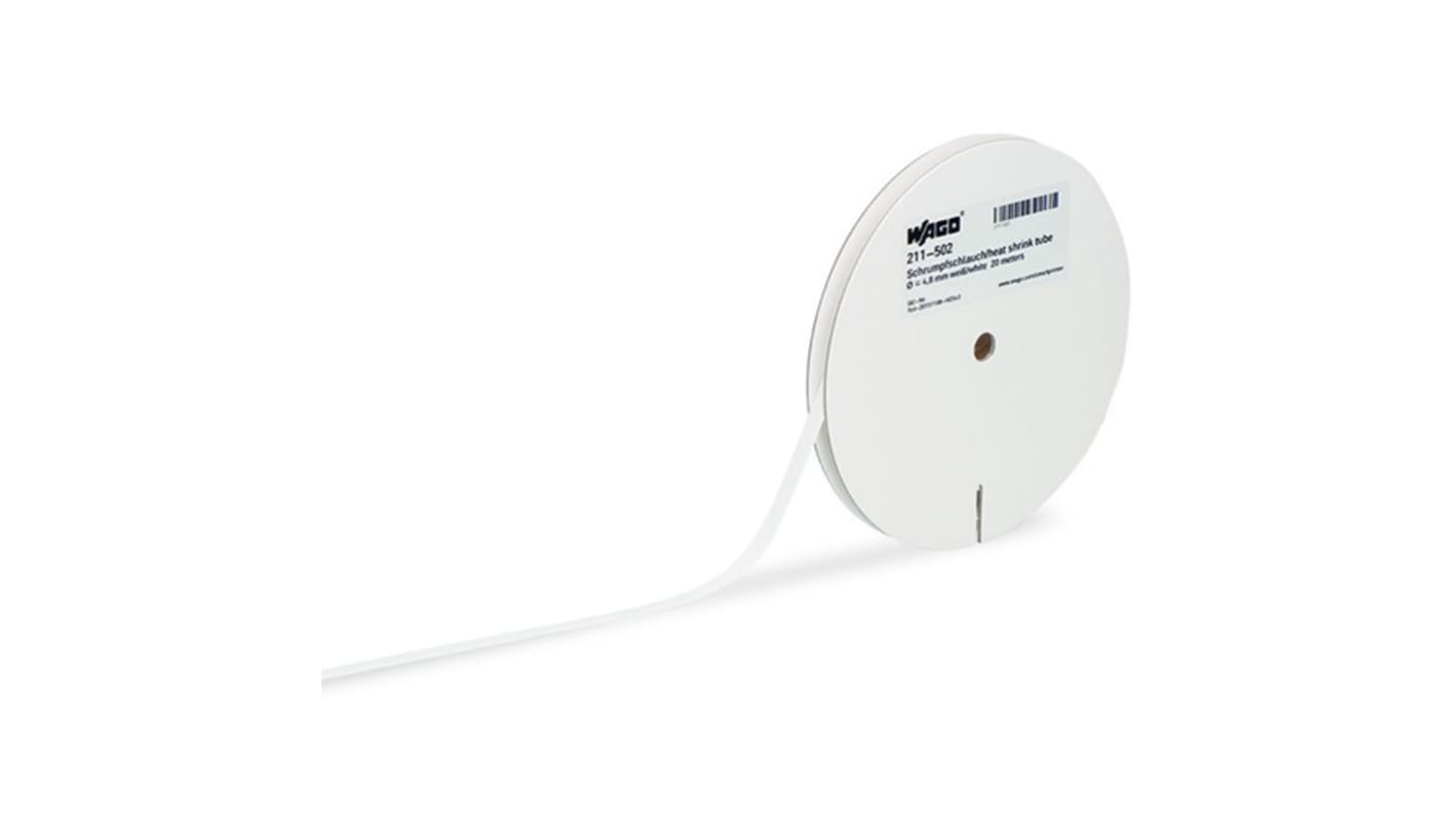 WAGO Halogen Free Heat Shrink Tube, White 19mm Sleeve Dia. x 15m Length 2:1 Ratio