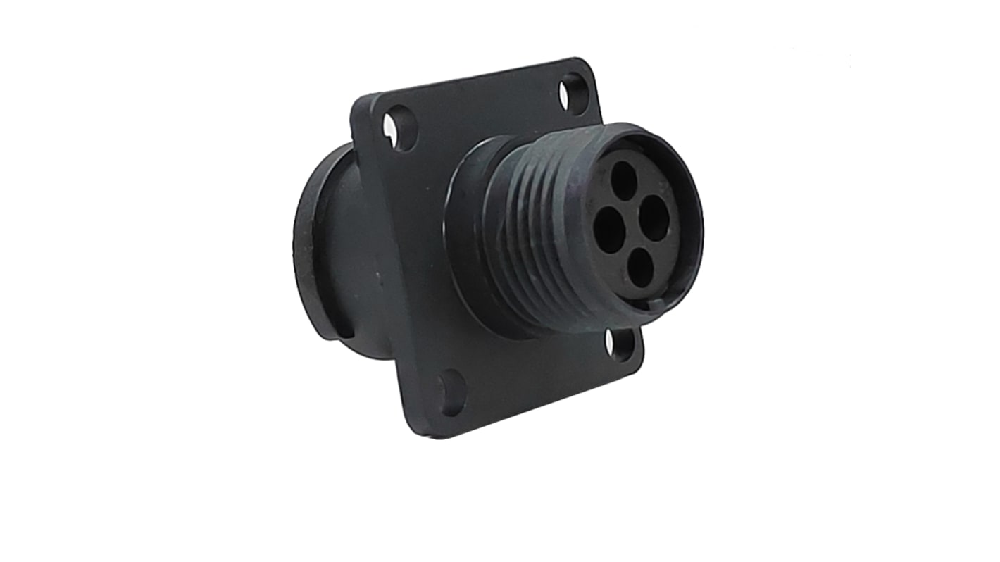 Amphenol Industrial Circular Connector, 4 Contacts, Flange Mount, Socket, Female, IP69K, Ecomate AQUARIUS Series