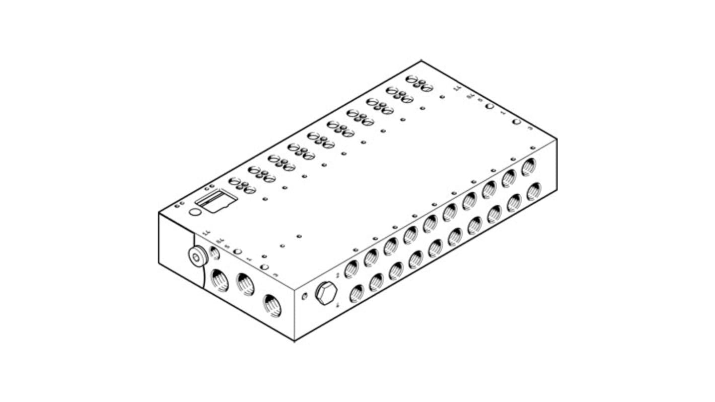 Pneumatikus elosztótömb szerelvény, beömlő csonk: G 3/8, kiömlő csonk: G 1/4