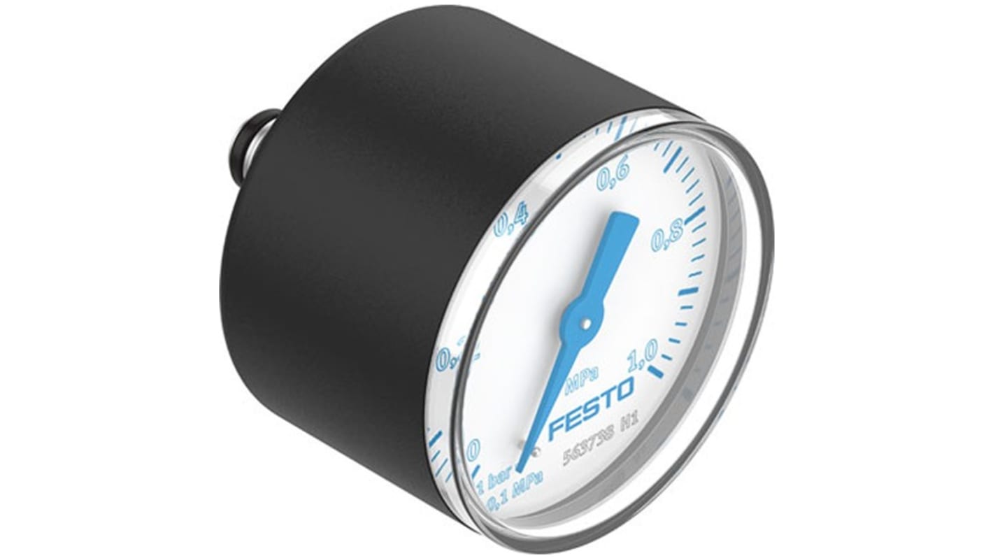 Festo 10 mmin Pressure Gauge 10bar, PAGN-40-1M-P10, 0bar min.