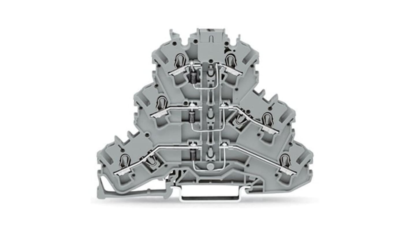WAGO 2002-3212/1000-674 TOPJOB S Series Grey, 2.5mm², 3-Level, Push In Termination