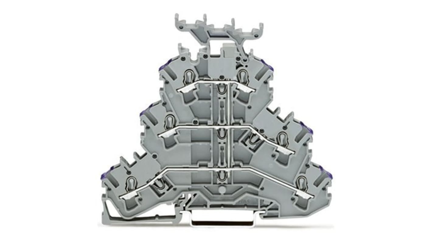 WAGO 2002-3238 TOPJOB S Series Grey, 2.5mm², 3-Level, Push In Termination, ATEX, CSA, IECEx