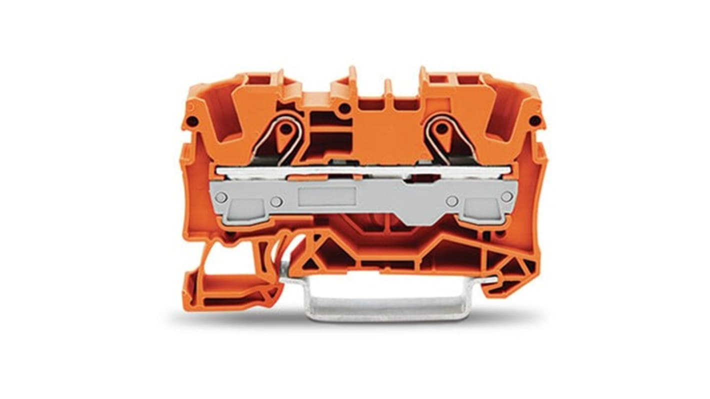 WAGO TOPJOB S Series Orange DIN Rail Terminal Block, 6mm², 1-Level, Push In Termination, ATEX, CSA, IECEx