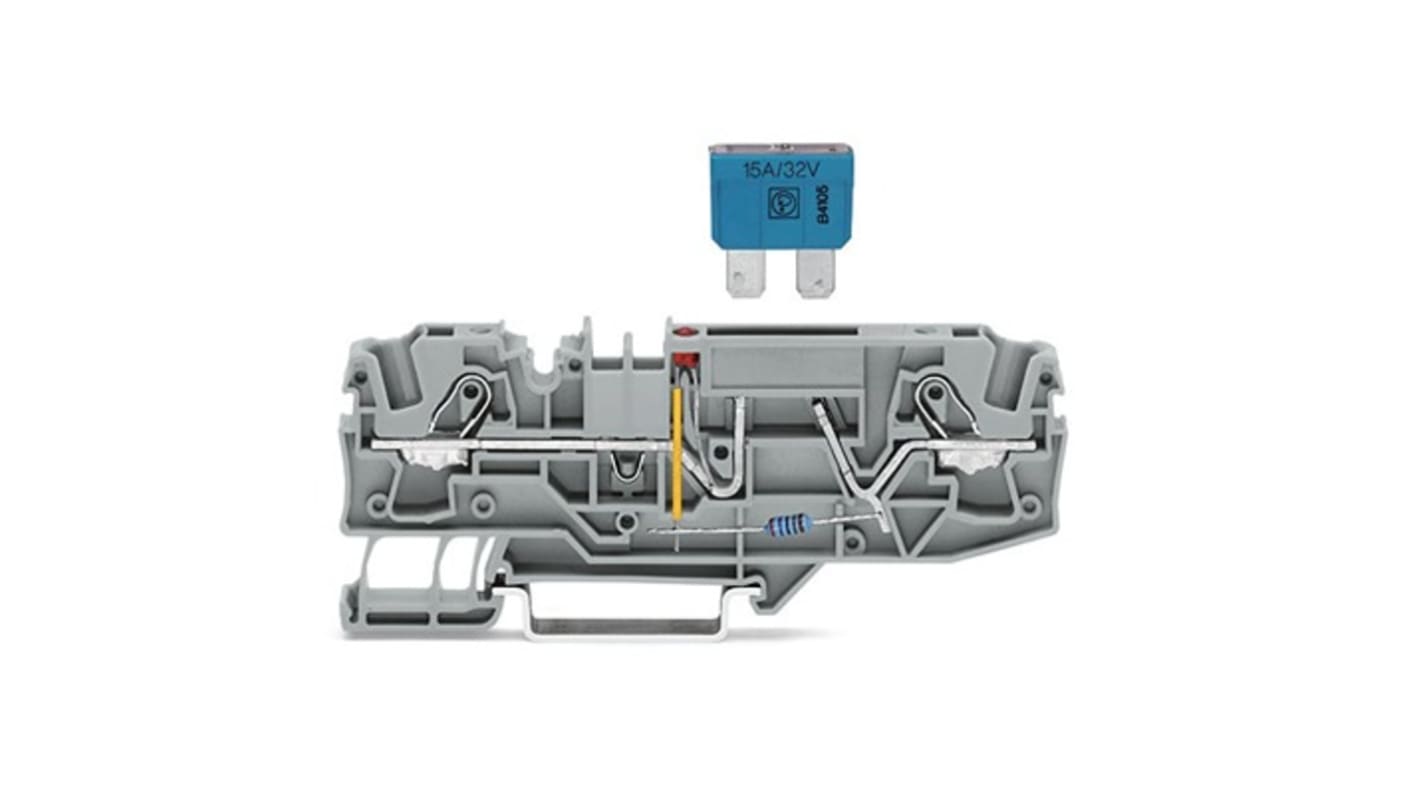WAGO 2006-1681/1000-414 TOPJOB S Series Grey, 6mm², 1-Level, Push In Termination, Fused, CSA