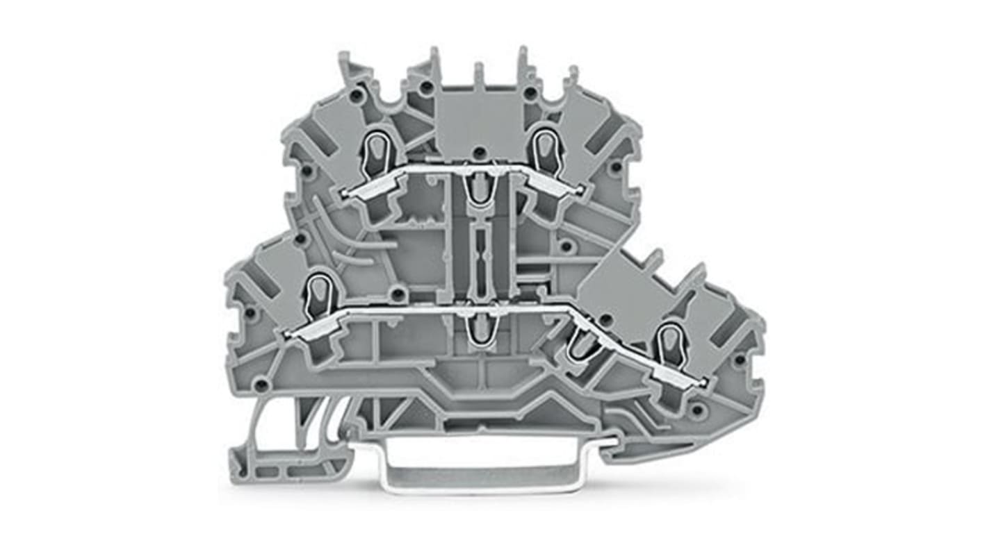 WAGO TOPJOB S Series Grey DIN Rail Terminal Block, 1mm², 2-Level, Push-In Cage Clamp Termination, ATEX, EAC Ex, IECEx