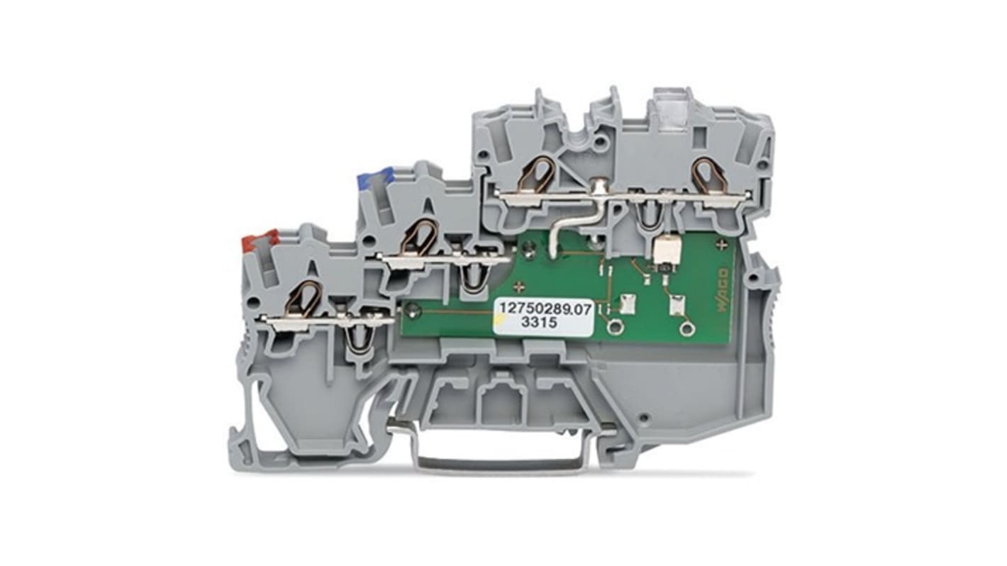 WAGO 2000-5311/1101-951 TOPJOB S Series Grey, 1mm², 3-Level, Push-In Cage Clamp Termination