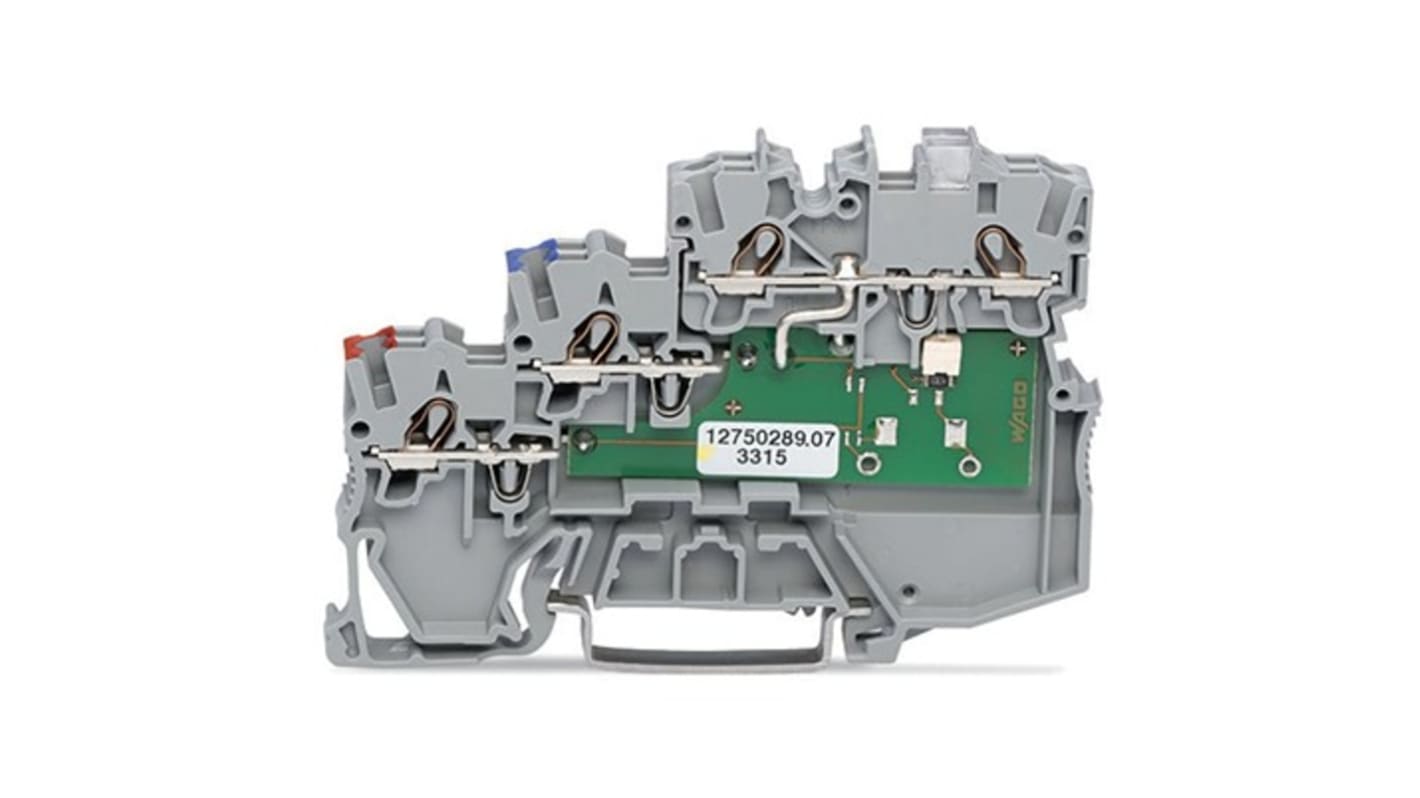 WAGO TOPJOB S Series Grey DIN Rail Terminal Block, 1mm², 3-Level, Push-In Cage Clamp Termination