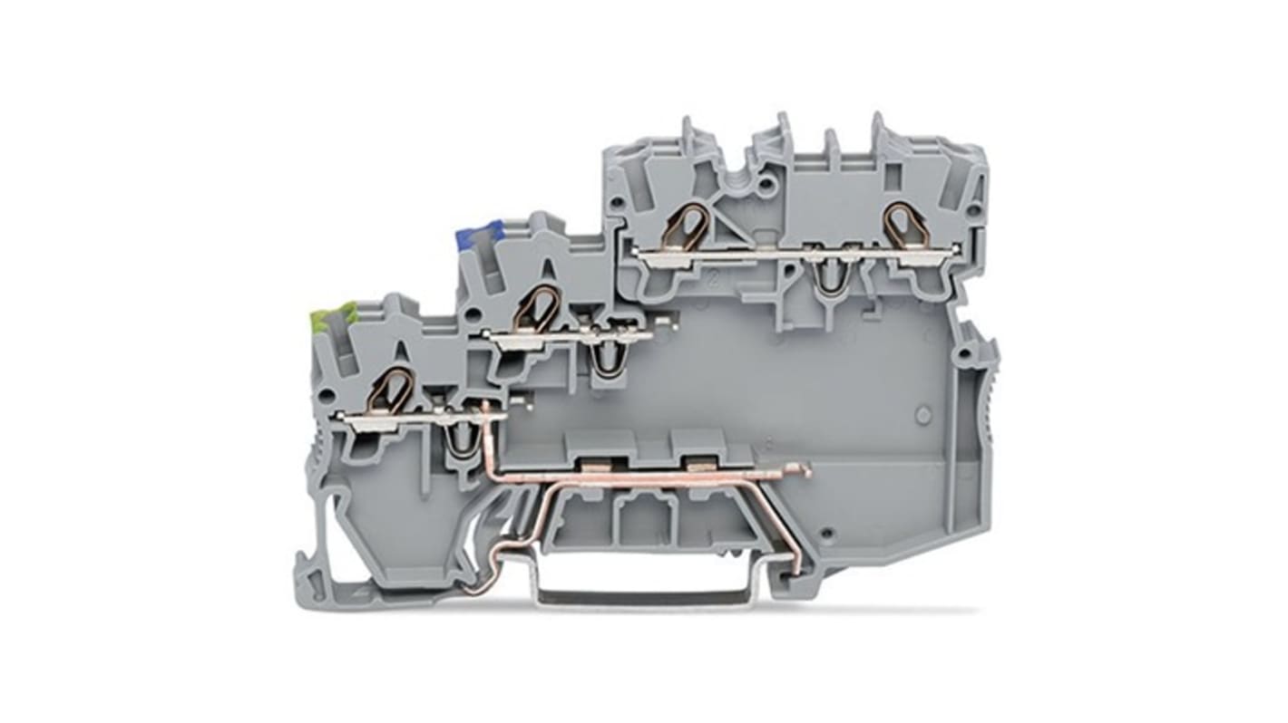WAGO 2000-5317/102-000 TOPJOB S Series Grey, 1mm², 3-Level, Push-In Cage Clamp Termination