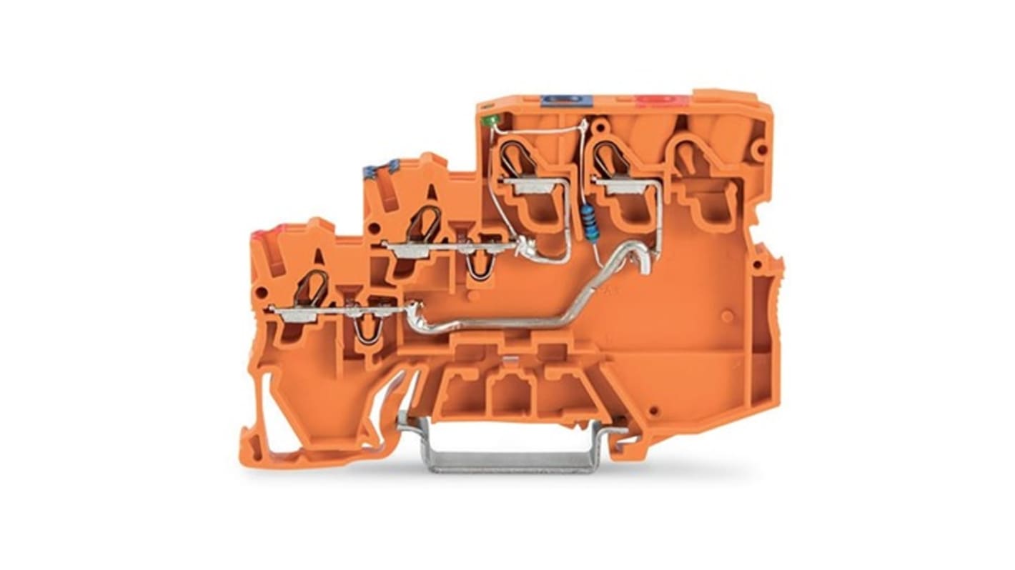 WAGO TOPJOB S Series Orange DIN Rail Terminal Block, 1mm², 3-Level, Push-In Cage Clamp Termination