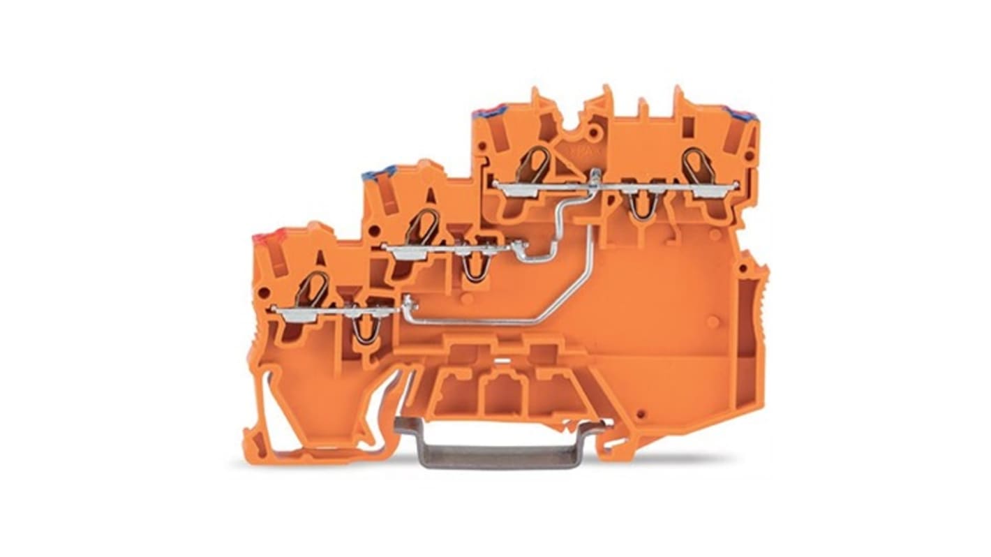 WAGO TOPJOB S Series Orange DIN Rail Terminal Block, 1mm², 3-Level, Push-In Cage Clamp Termination