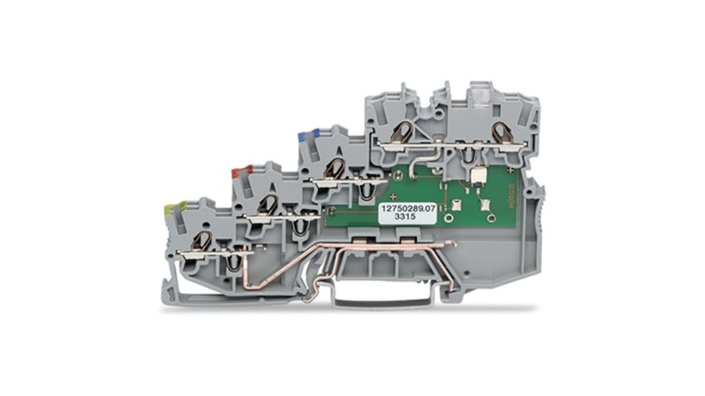 WAGO 2000-5417/1101-951 TOPJOB S Series Grey, 1mm², 4-Level, Push-In Cage Clamp Termination