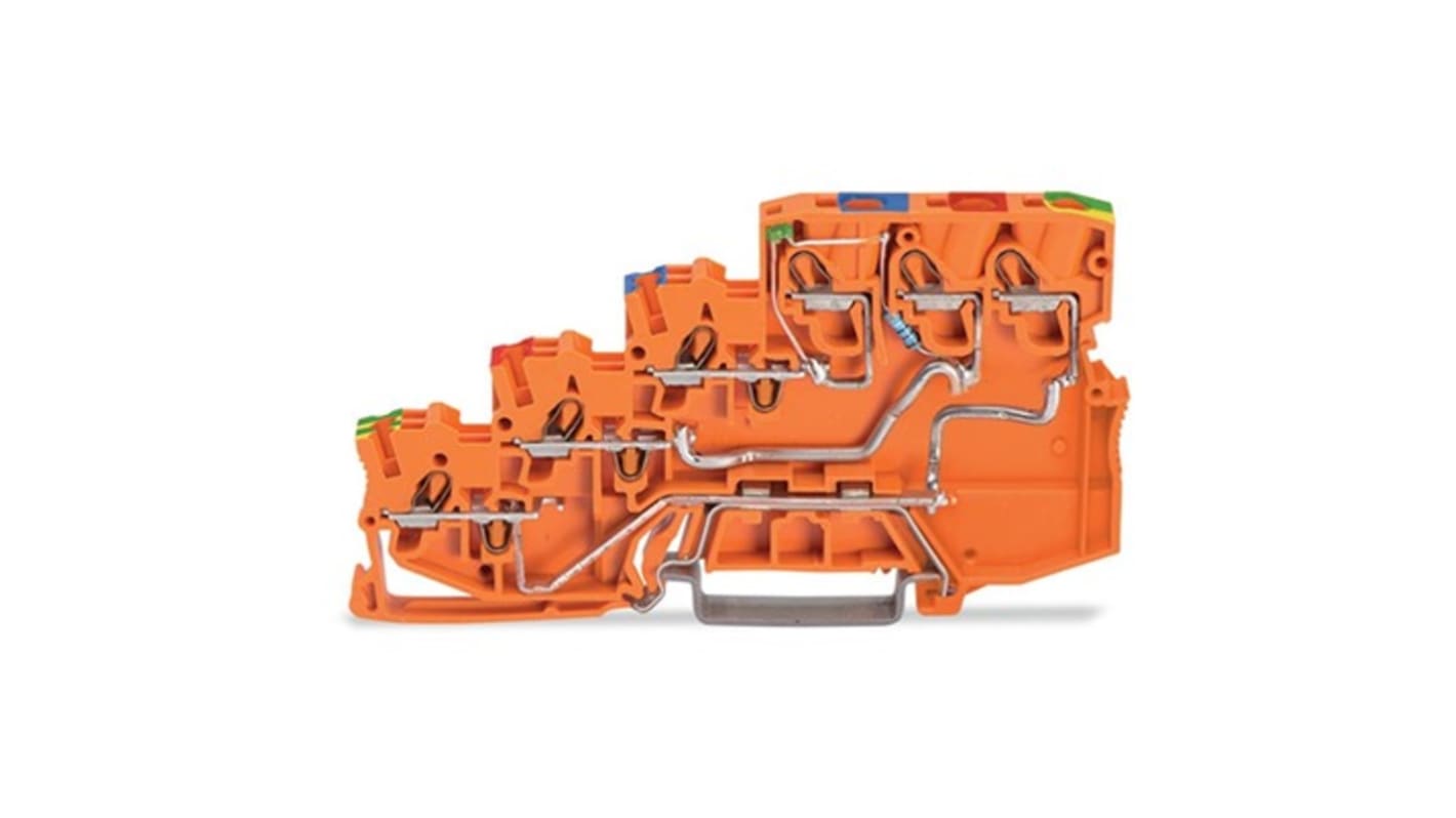 WAGO 2000-5457/1102-953 TOPJOB S Series Orange, 1mm², 4-Level, Push-In Cage Clamp Termination