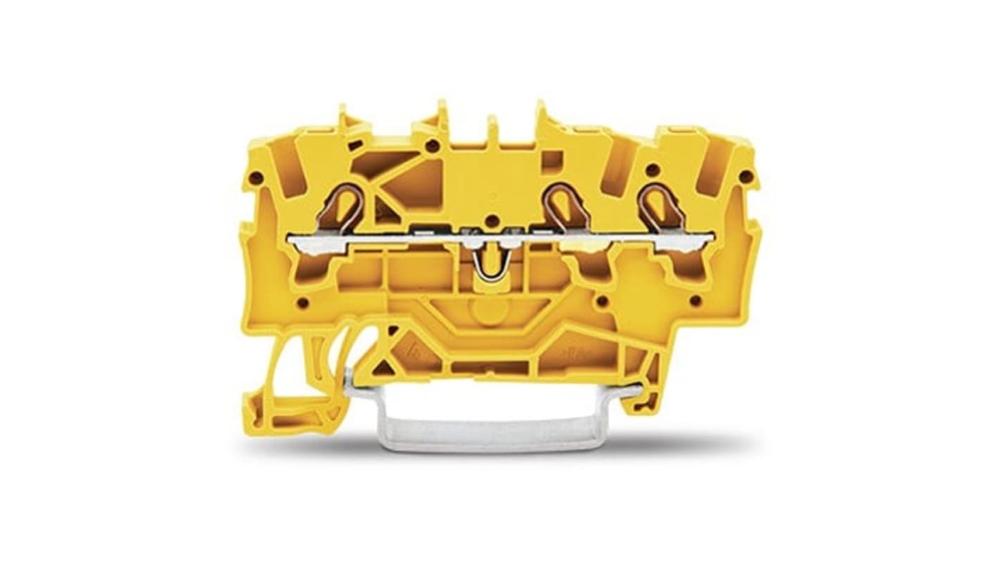 WAGO 2001-1306 TOPJOB S Series Yellow, 1.5mm², 1-Level, Push-In Cage Clamp Termination, ATEX, EAC Ex, IECEx