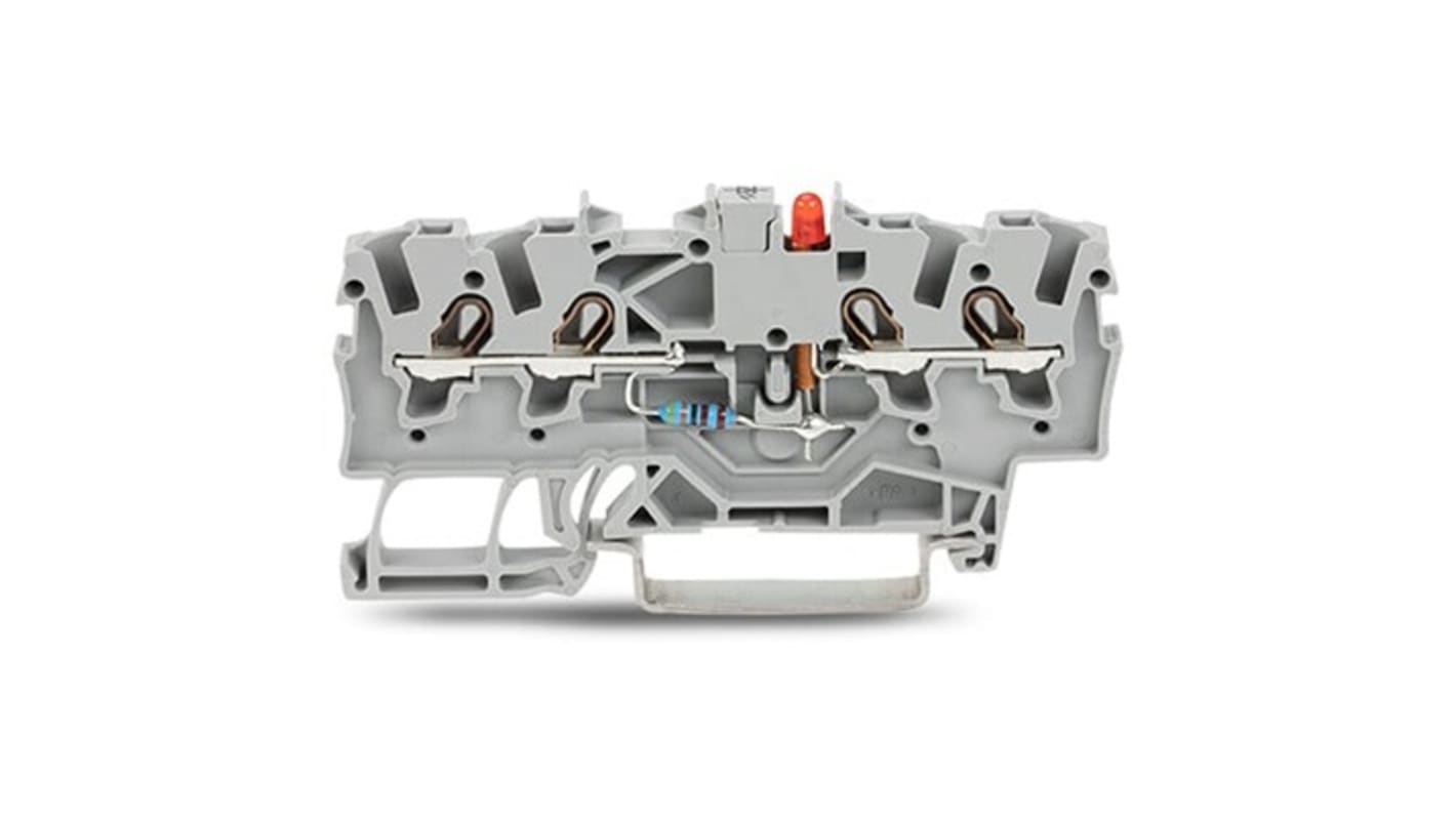 WAGO 2001-1421/1000-413 TOPJOB S Series Grey, 1.5mm², 1-Level, Push-In Cage Clamp Termination