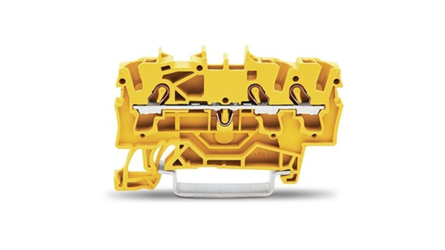 WAGO TOPJOB S Series Yellow DIN Rail Terminal Block, 2.5mm², 1-Level, Push-In Cage Clamp Termination, ATEX, EAC Ex,