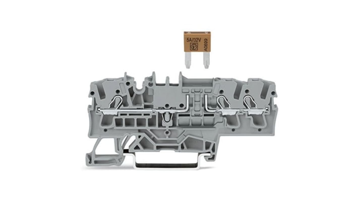 WAGO TOPJOB S Series Grey Fuse Terminal Block, 2.5mm², 1-Level, Push In Termination, Fused, CSA