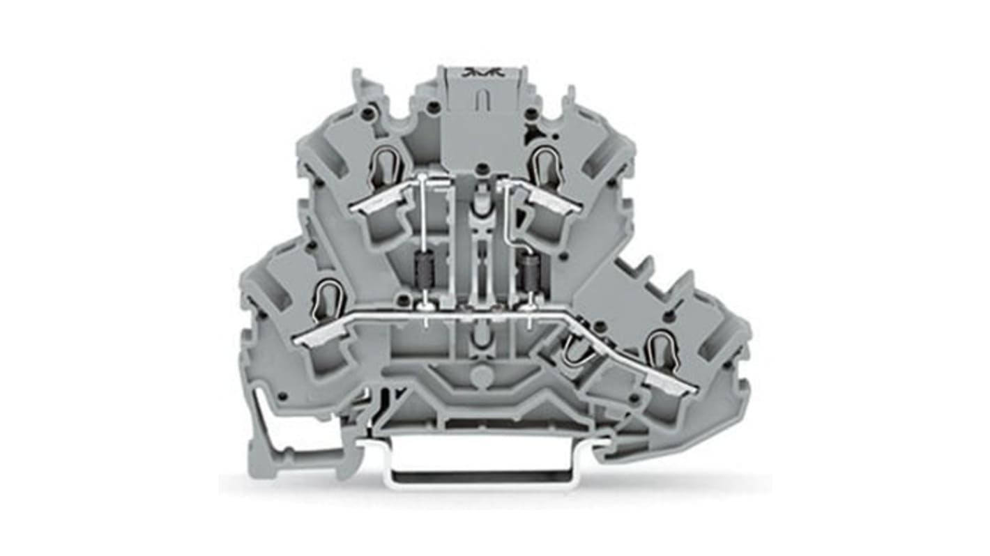WAGO 2002-2213/1000-487 TOPJOB S Series Grey, 2.5mm², 2-Level, Push In Termination