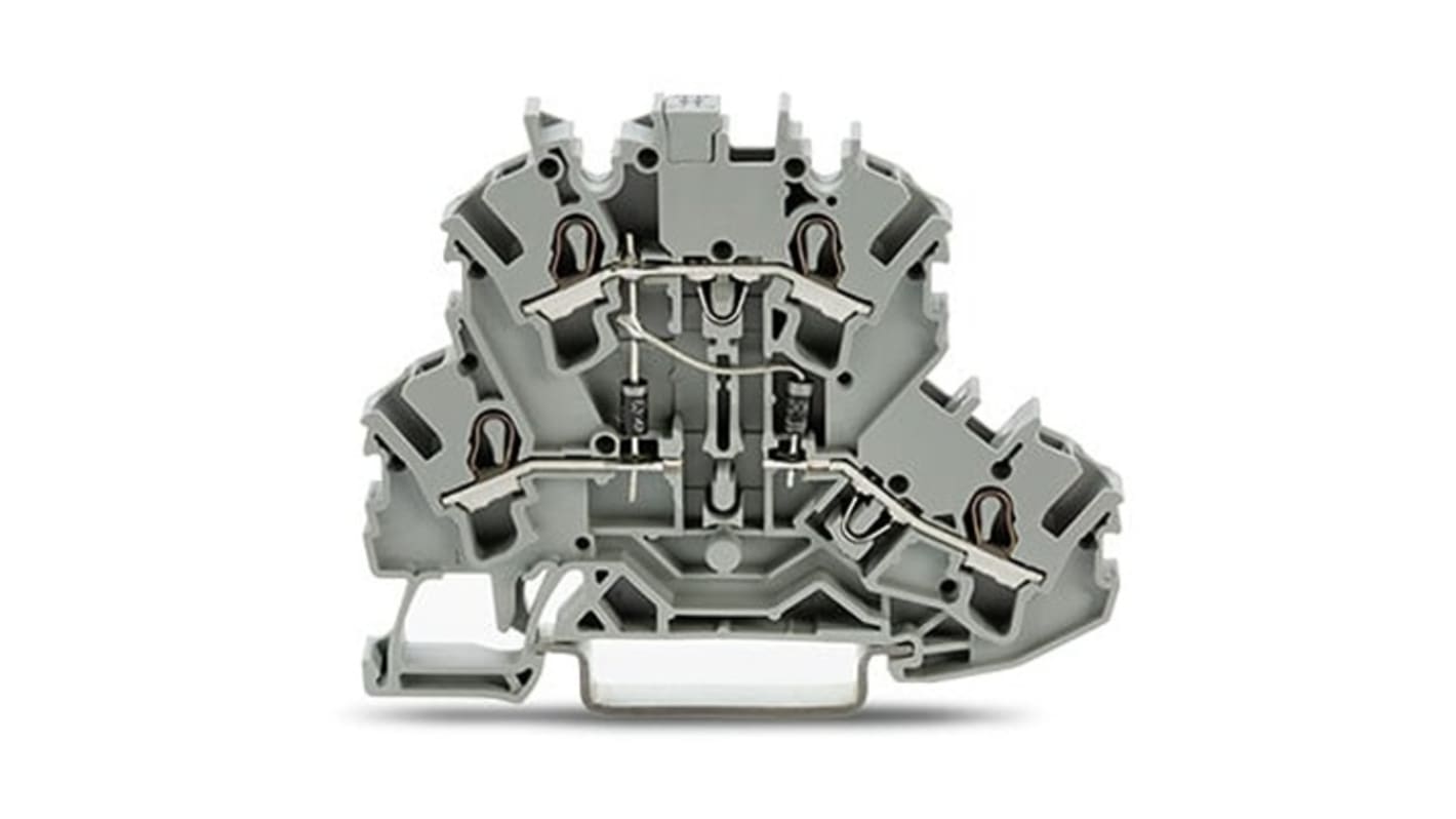 WAGO 2002-2214/1000-490 TOPJOB S Series Grey, 2.5mm², 2-Level, Push In Termination