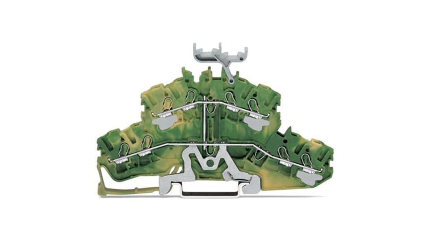 WAGO TOPJOB S Series Green, Yellow Double Level Terminal Block, 2.5mm², 2-Level, Push In Termination, ATEX, CSA, IECEx