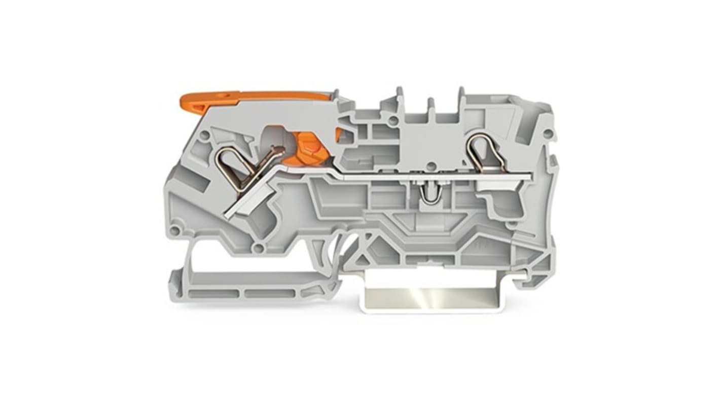 WAGO TOPJOB S Series Grey DIN Rail Terminal Block, 4mm², 1-Level, Push In Termination, ATEX, CSA, IECEx