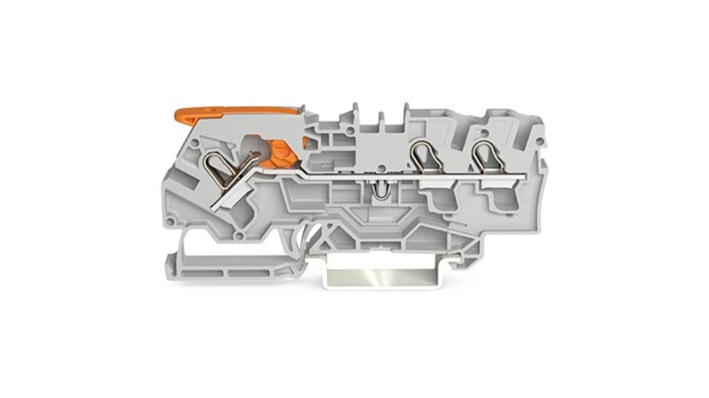 WAGO 2104-1301 TOPJOB S Series Grey, 4mm², 1-Level, Push In Termination, ATEX, CSA, IECEx