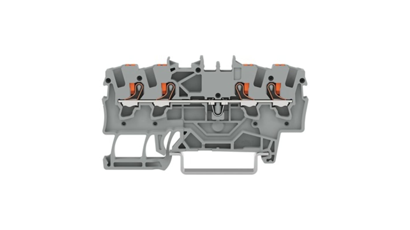 WAGO TOPJOB S Series Grey DIN Rail Terminal Block, 1.5mm², 1-Level, Push In Termination, ATEX, CSA, IECEx