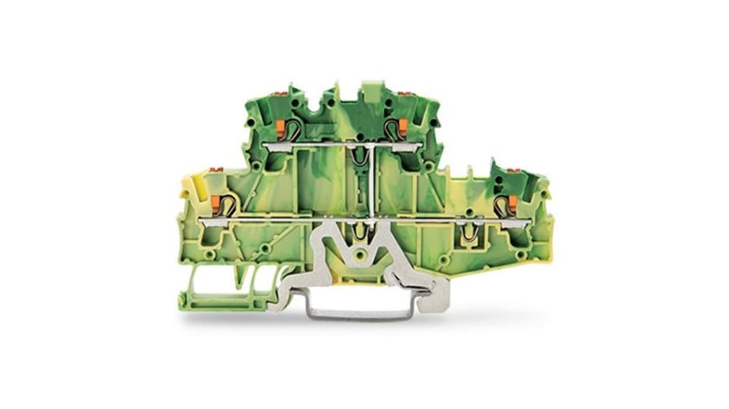 WAGO TOPJOB S Series Green, Yellow Double Level Terminal Block, 2.5mm², 2-Level, Push In Termination, ATEX, CSA, IECEx