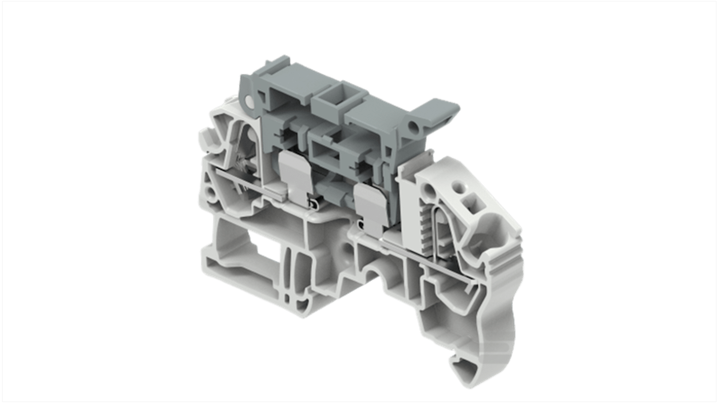 Entrelec 1SNK708410R0000 1SNK7084 Series Grey, 0.5 – 6mm², 1-Level, Spring Termination, Fused