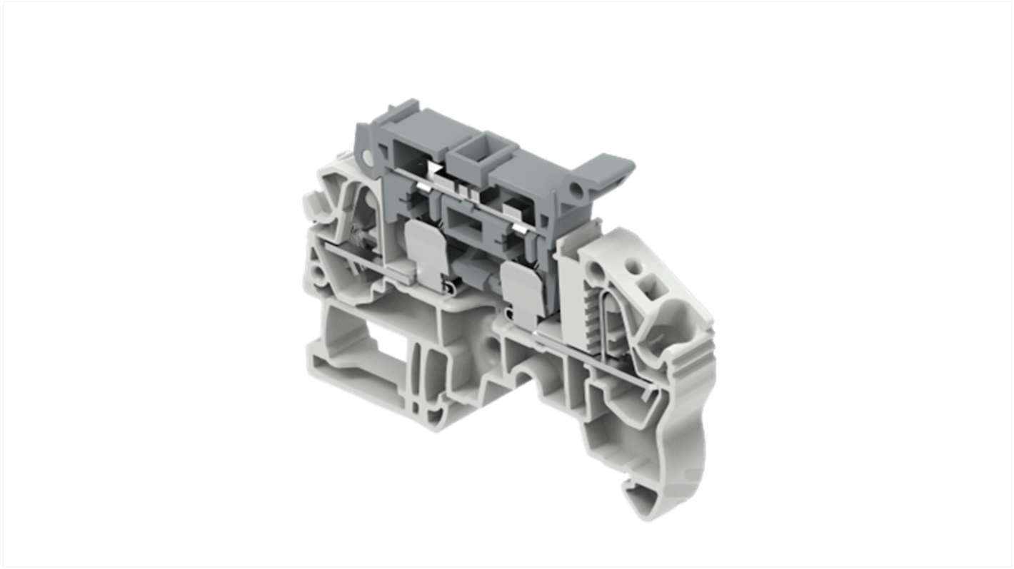 Entrelec 1SNK708413R0000 1SNK7084 Series Grey, 0.5 – 6mm², 1-Level, Spring Termination, Fused